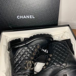 Black Chanel boots